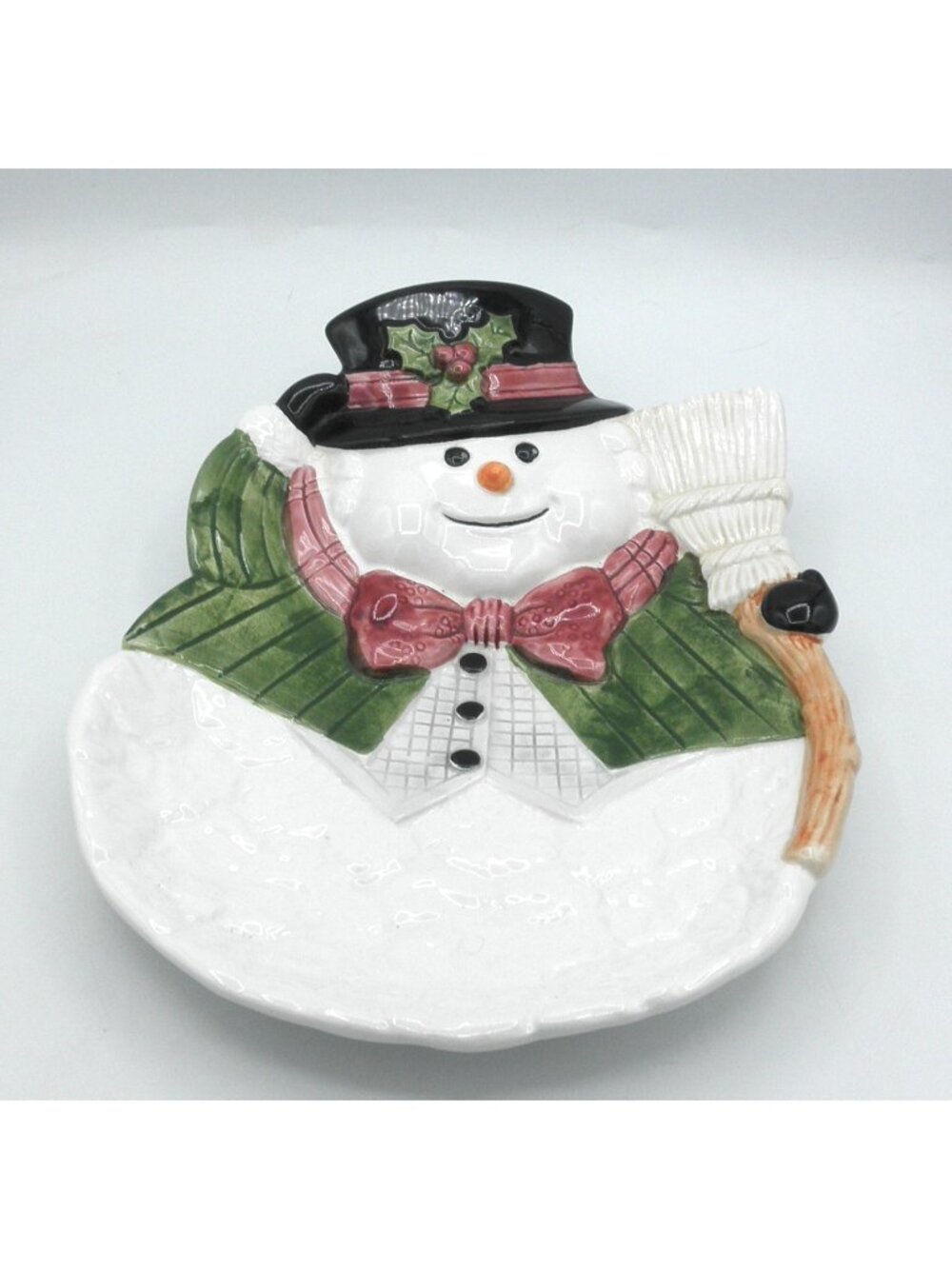 OCI Omnibus Snowman Serving Plate 13" Christmas Cookie Platter Pattern: FITSNG